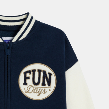 سويت شيرت تيدي أسود اللون طراز الجامعة، للأولاد